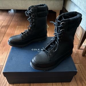 NWT Cole Haan weatherproof lace-up leather boots.